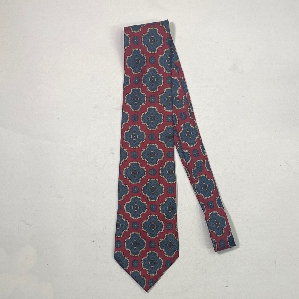 Stylish Geometric Tie - Burgundy and Navy